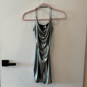Silver strappy mini dress! Great condition!